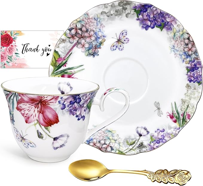 TEVLAUXO Porcelain Espresso Cup & Saucer Set